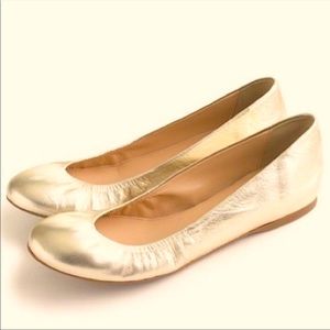 JCrew Metallic Gold Cece Ballet Flats Shoes 6.5